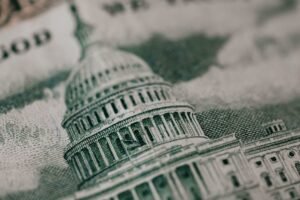 Close up of Capitol dome on US currency